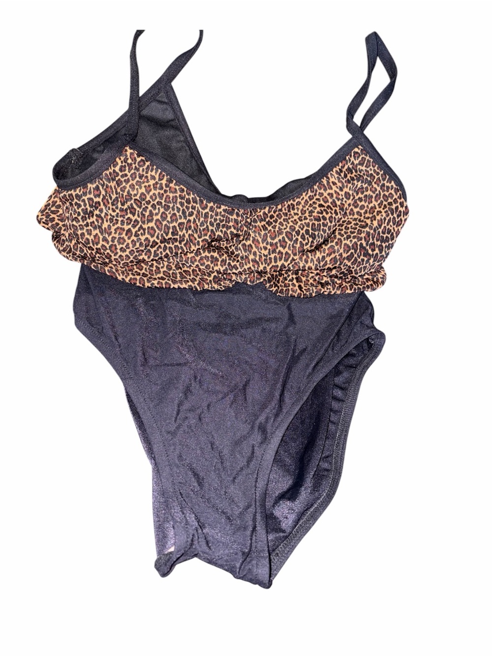 Leopard Ruffle One-Piece Swimsuit - Black and Brown